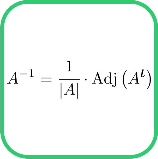 formula de la matriz inversa con la matriz adjunta de la traspuesta