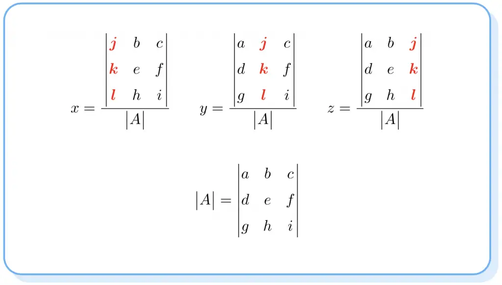Resolver sistemas por la regla de Cramer (ejercicios resueltos)